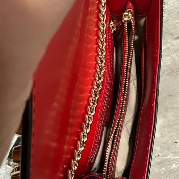 Michael Kors Red and Black Studded Crossbody Bag - Picture 7 of 8